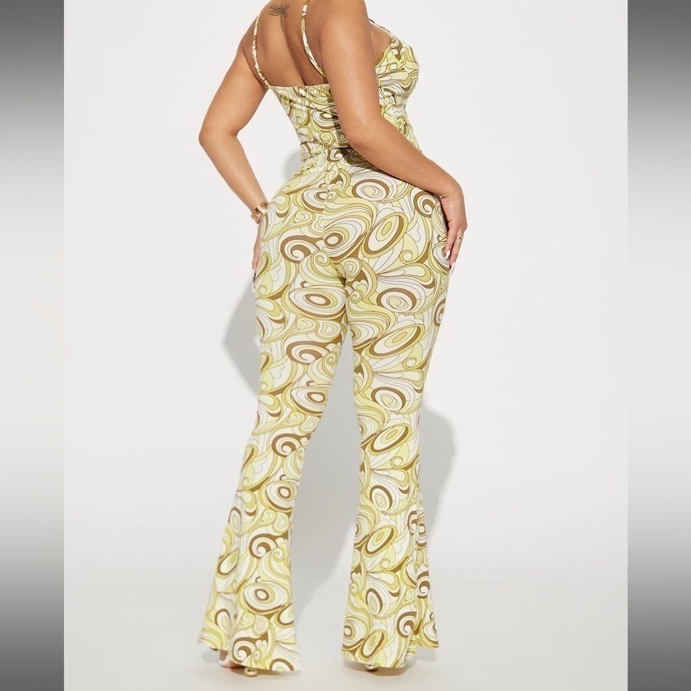 Fashion Nova Yellow Swirl Two-Piece Pantsuit NWOT - Picture 5 of 5